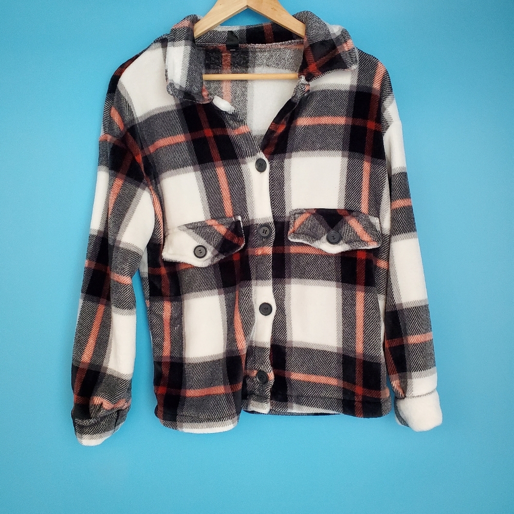 SHEIN Flannel Size Small Plush Button Up Jacket